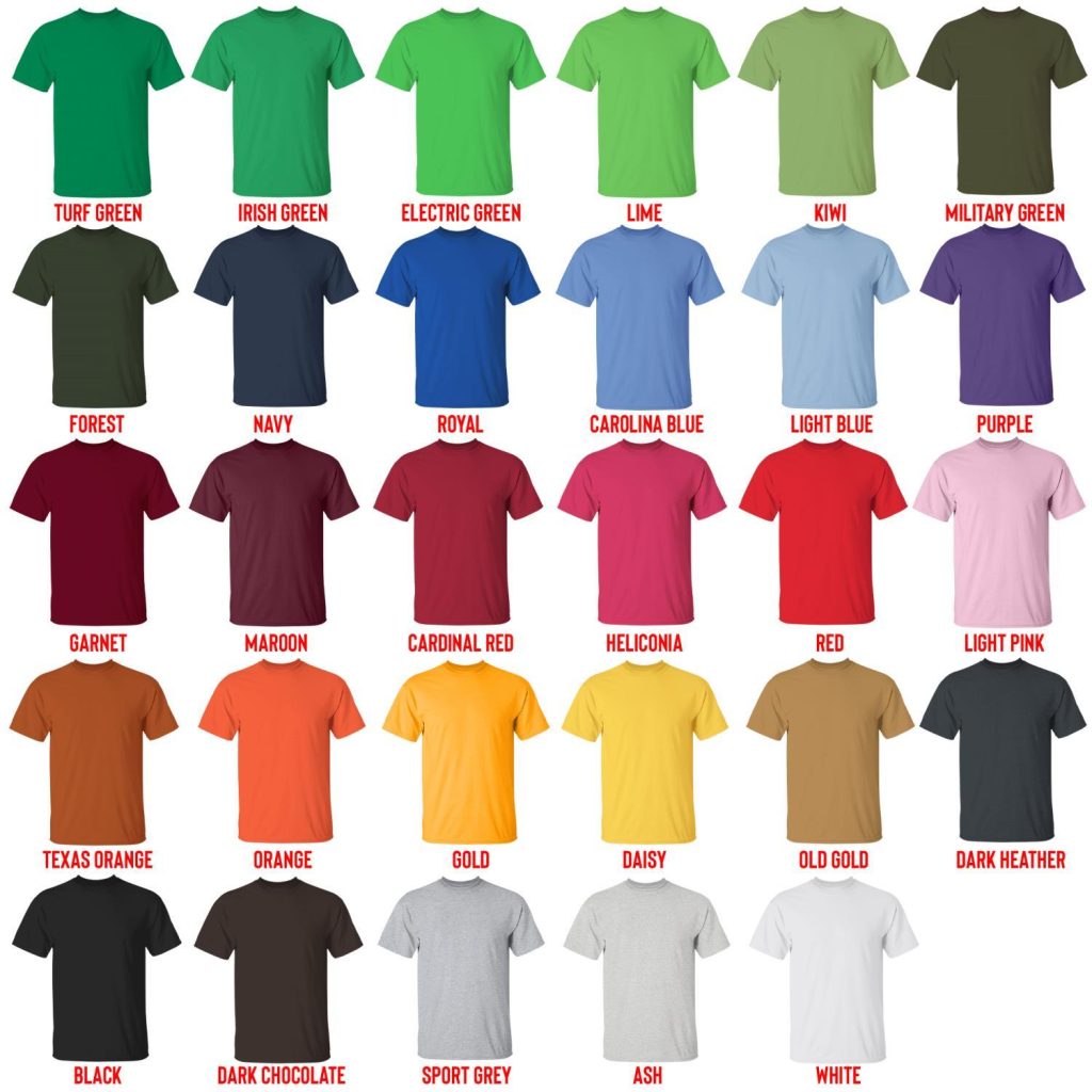 t shirt color chart - Rain World Store