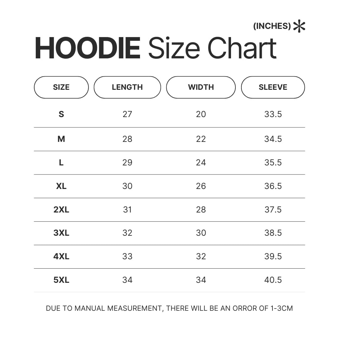 Hoodie Size Chart - Rain World Store