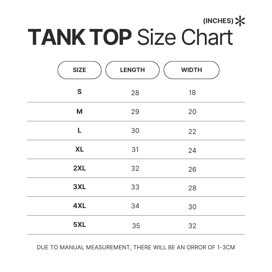 Tank Top Size Chart - Rain World Store