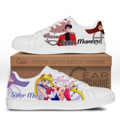 Usagi Tsukino Moon And Tuxedo Mask Skate Sneakers Custom Sailor Anime Shoes - Rain World Store